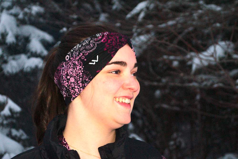 Vêtement Création Wissa fait 100% au Québec : Bandeau twist à motifs roses et fushias
