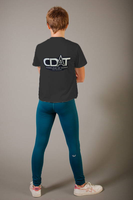 Vêtement Création Wissa fait 100% au Québec : T-shirt noir en microfibre - Complexe de Danse Apex Technique