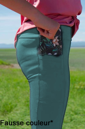Vêtement Création Wissa fait 100% au Québec : Legging taille haute sauge avec poche - CGR+