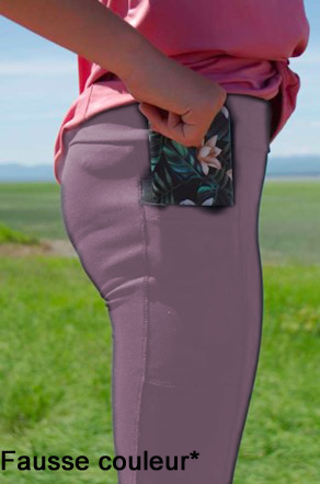 Vêtement Création Wissa fait 100% au Québec : Legging taille haute mauve avec poche - CGR+