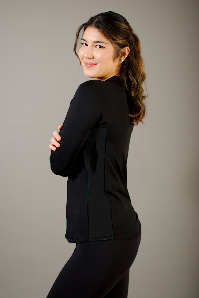 Vêtement Création Wissa fait 100% au Québec : Chandail à manches longues noir - Physio UQAC